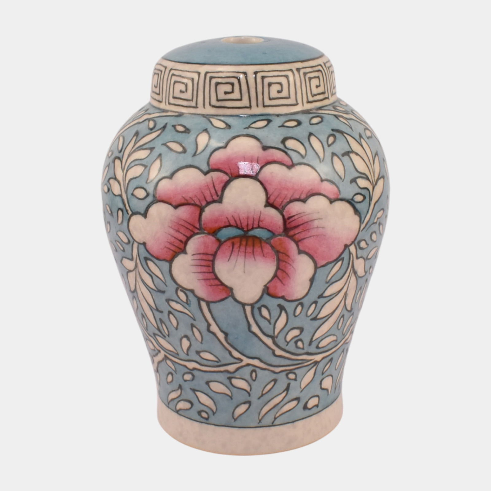 Charlotte Rhead For Bursley Ware English Pink Floral Blue Art Pottery Lamp Base (1 of 4)