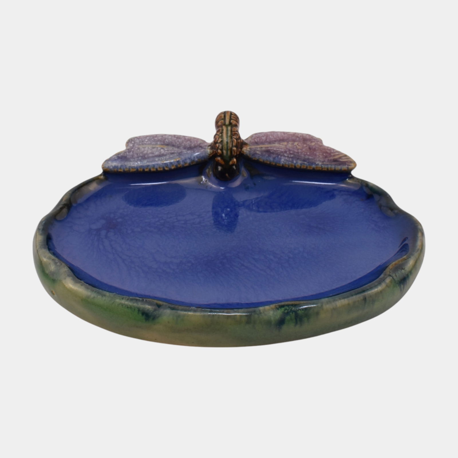 Royal Doulton English Art Nouveau Promotional Blue Green Dragonfly Soap Dish (1 of 3)