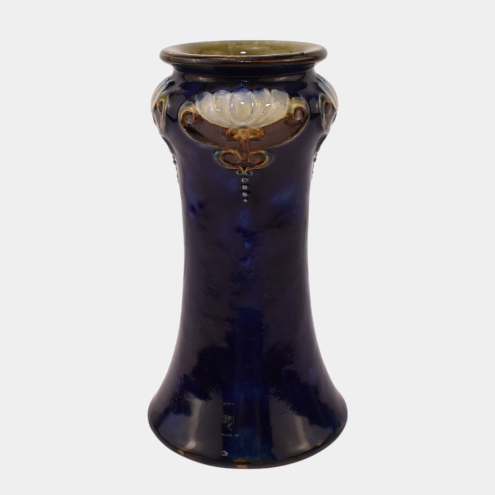 Royal Doulton English Art Pottery Blue Art Nouveau Floral Ceramic Vase BB3 (1 of 3)