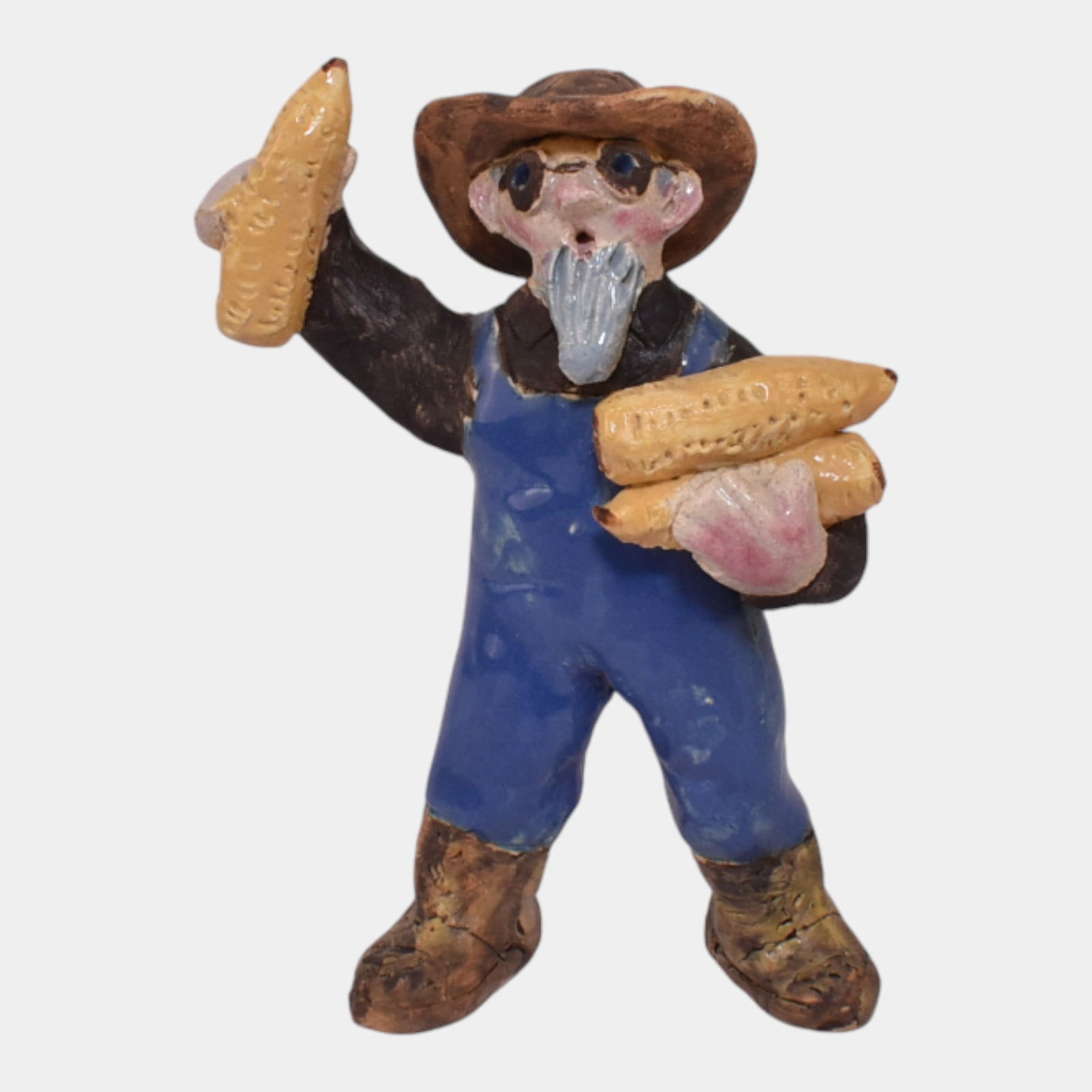 Overbeck 1911-1955 Vintage Folk Art Pottery Hand Crafted Farmer Holding Corn (1 of 6)