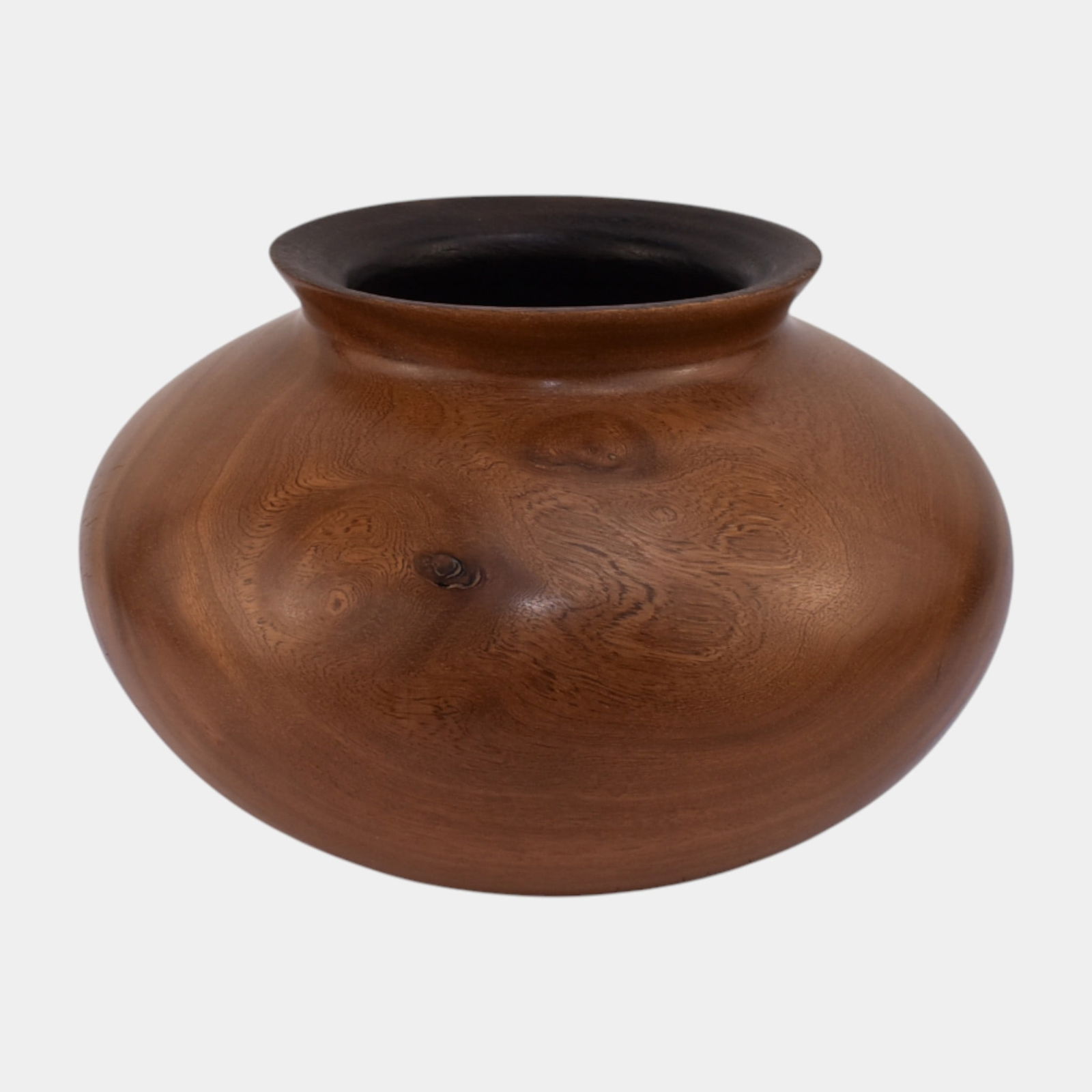 Steven Cohen Vintage Studio Turned Brown Wooden Bulbous Vase (1 of 6)