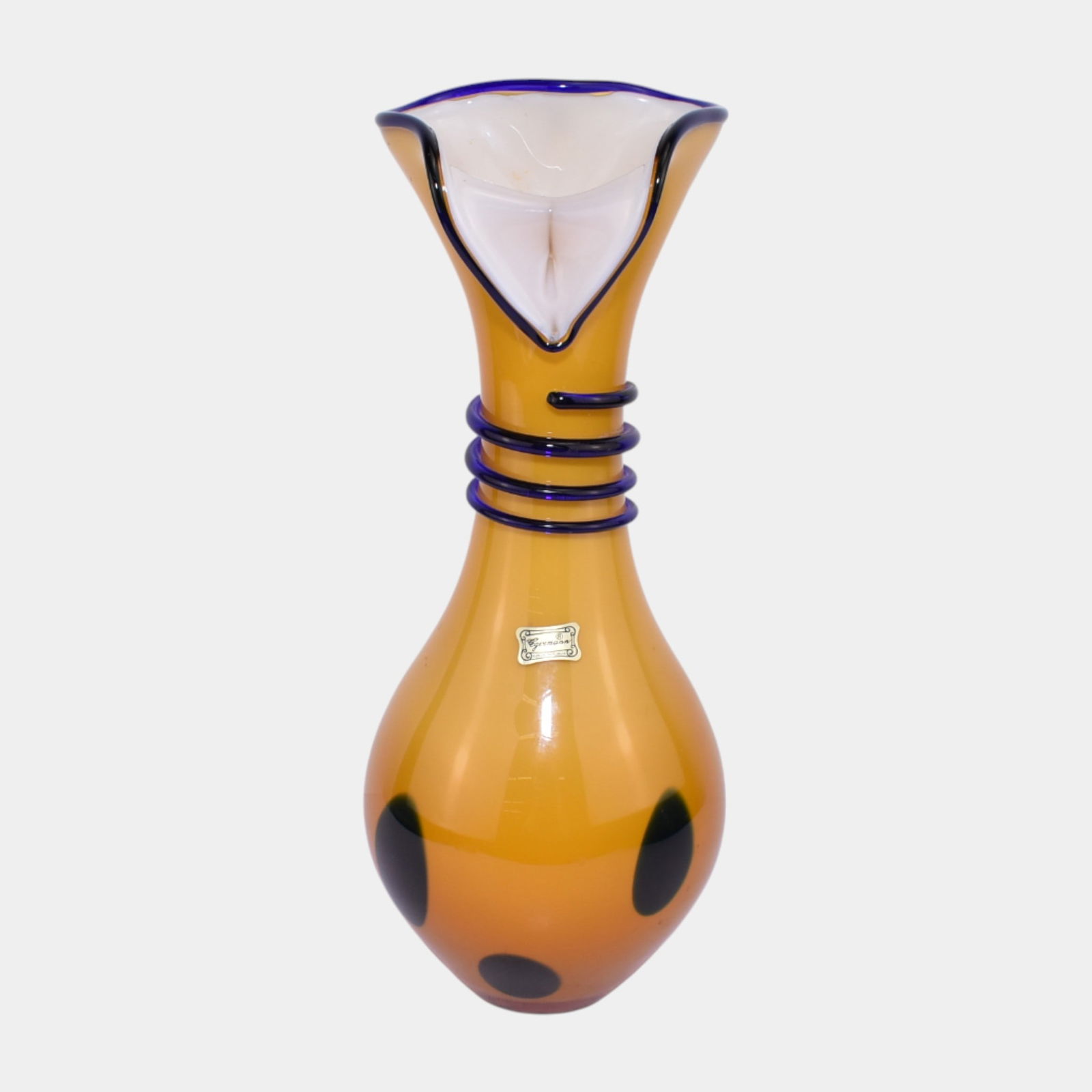 Egermann Czech Hand Blown Jack In The Pulpit Yellow Cased Tango Glass Vase (1 of 6)