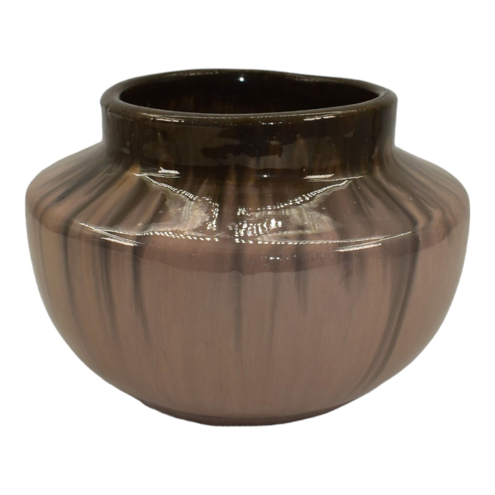 Fulper Prang 1913-17 Arts And Crafts Pottery Cats Eye Flambe Brown Ceramic Vase - 2