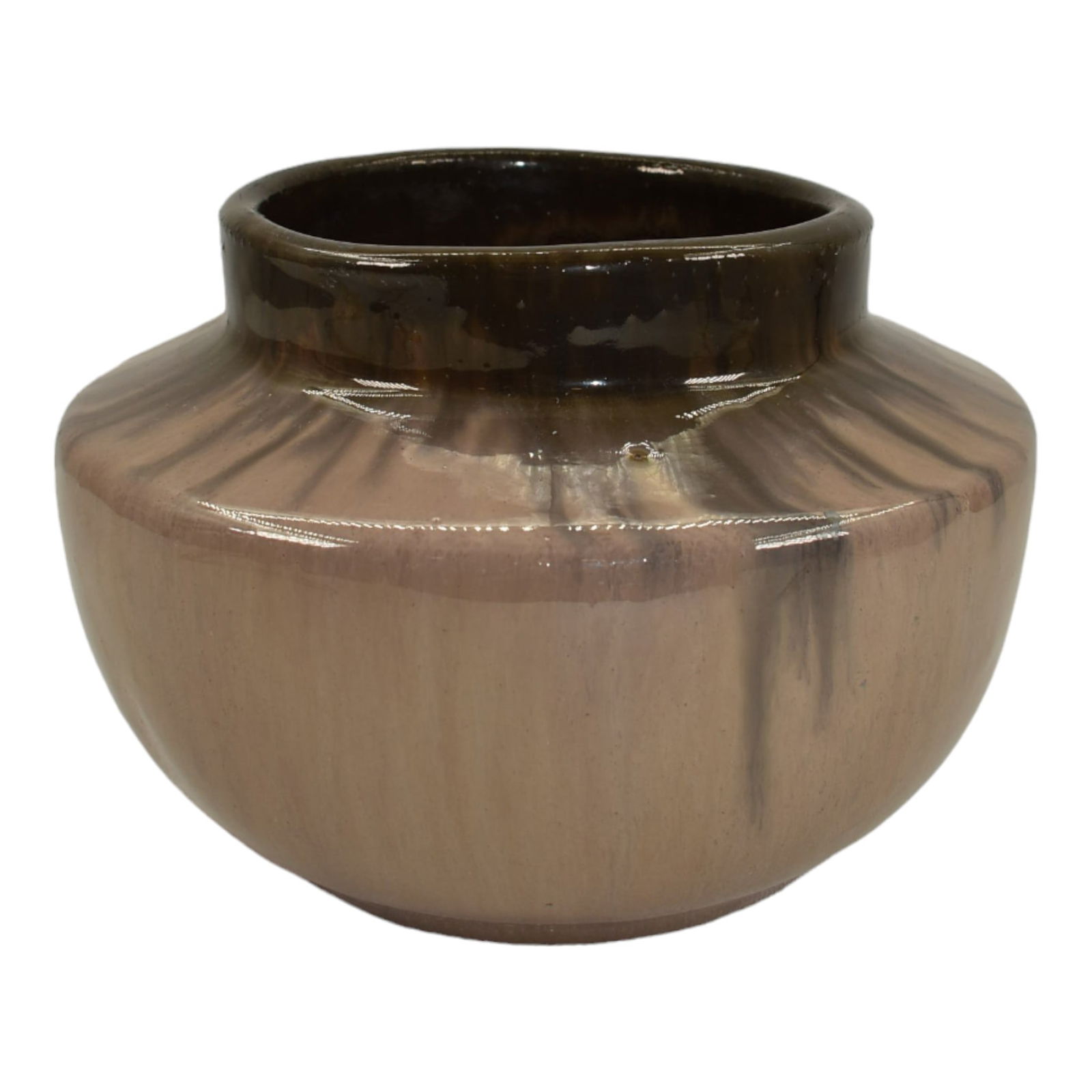 Fulper Prang 1913-17 Arts And Crafts Pottery Cats Eye Flambe Brown Ceramic Vase - 4