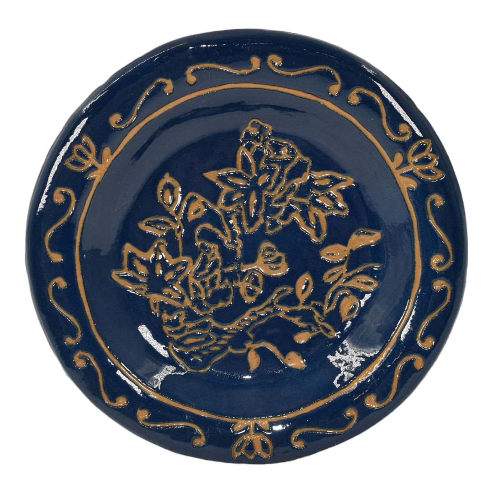 North Dakota School of Mines UND Hand Made Pottery Blue Pasque Crocus Tray (1 of 6)