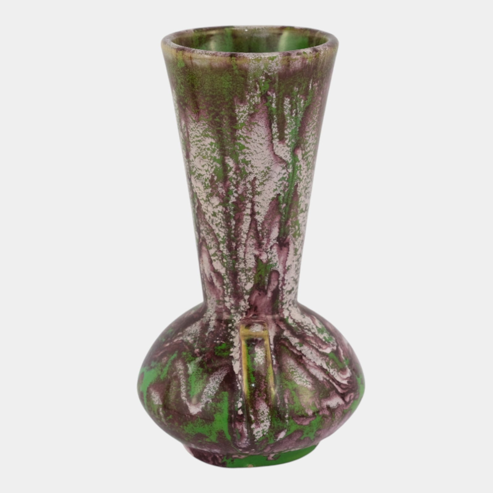 Weller Greenbriar Early 1930s Art Deco Pottery Purple Green Flowing Glaze Vase - 2