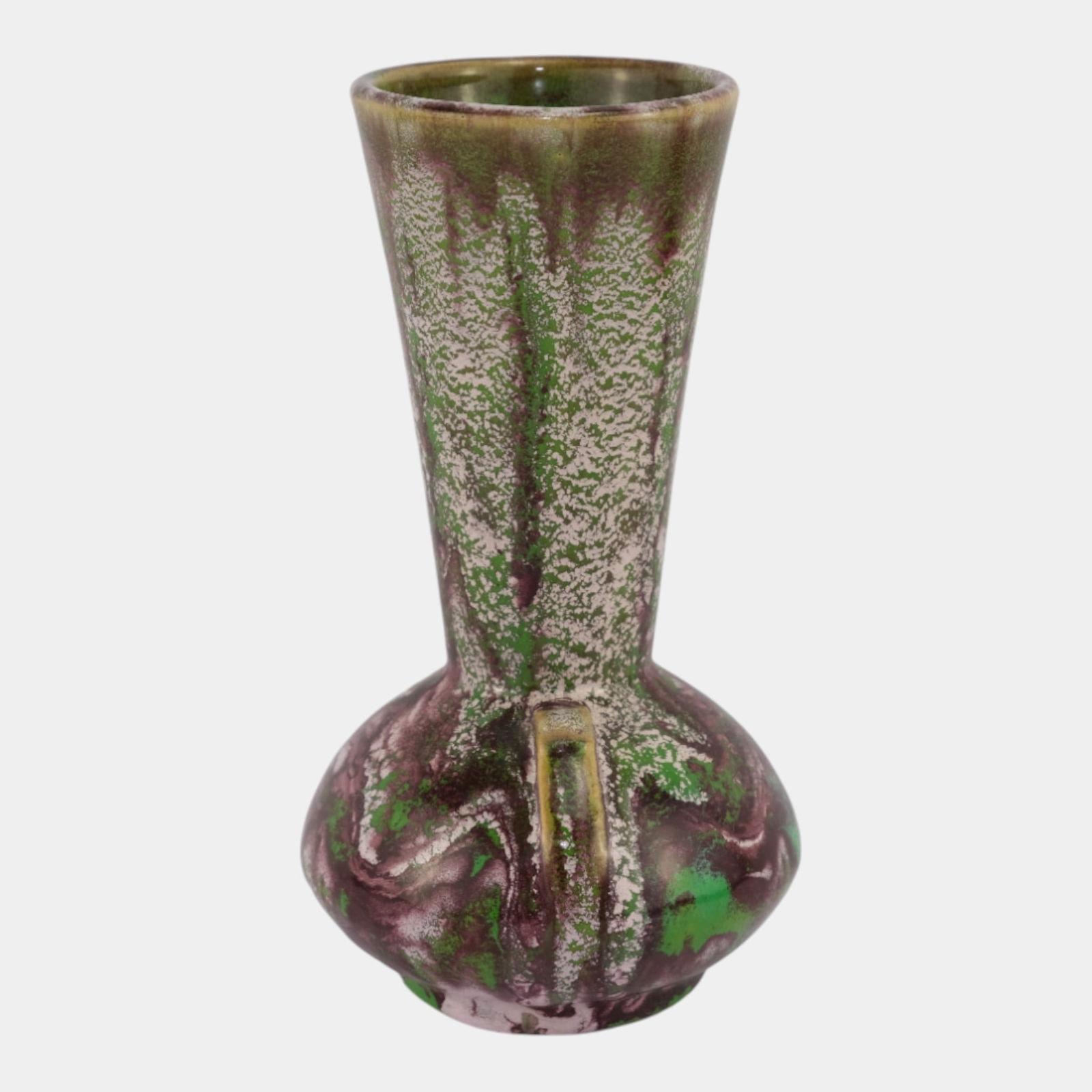 Weller Greenbriar Early 1930s Art Deco Pottery Purple Green Flowing Glaze Vase - 4