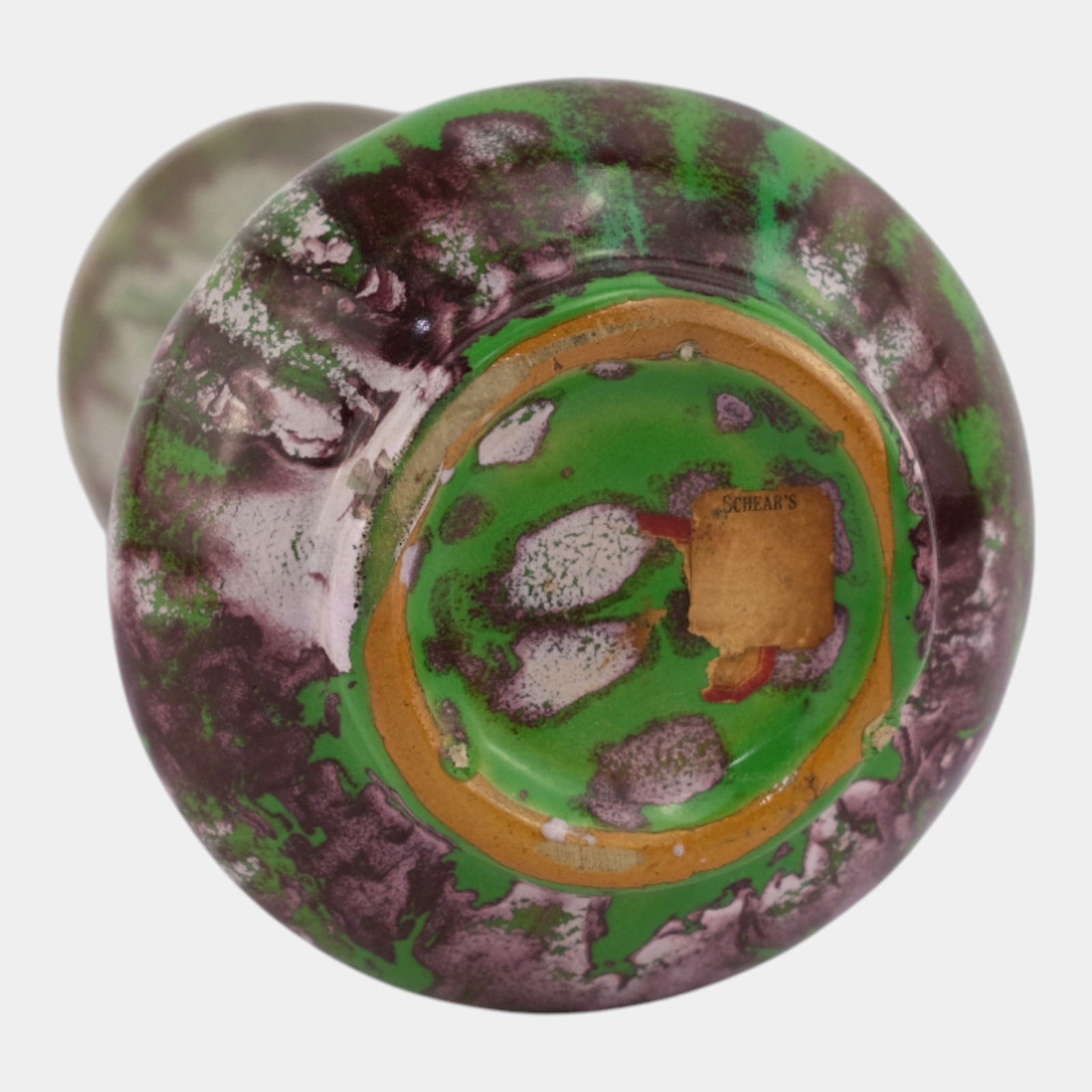 Weller Greenbriar Early 1930s Art Deco Pottery Purple Green Flowing Glaze Vase - 6