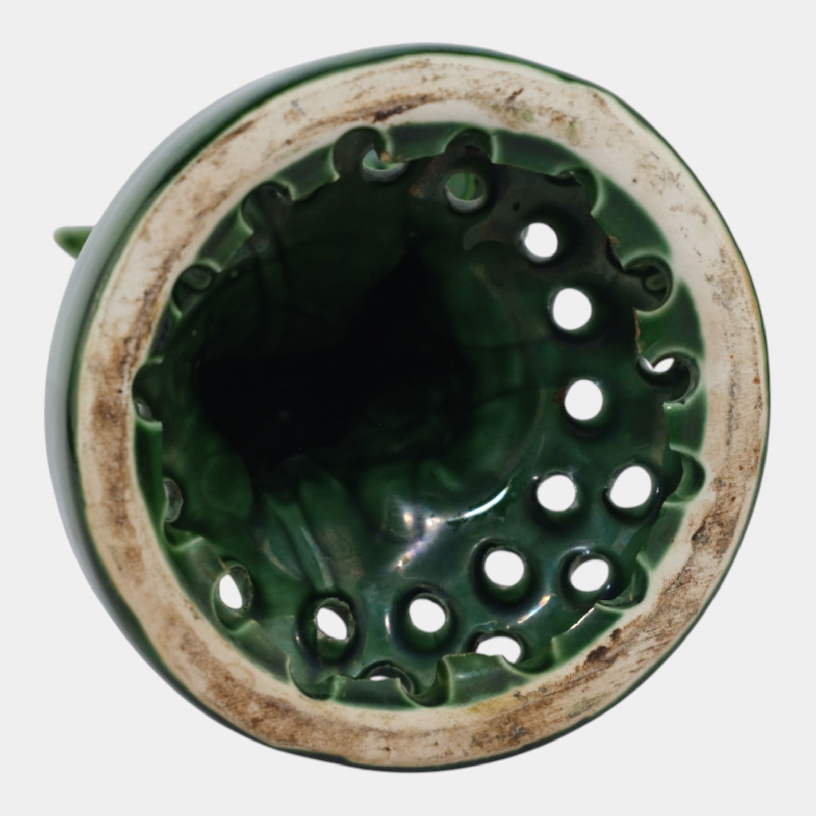 Camark Art Pottery Glossy Green Cranes 10" Tall Figural Flower Frog - 6