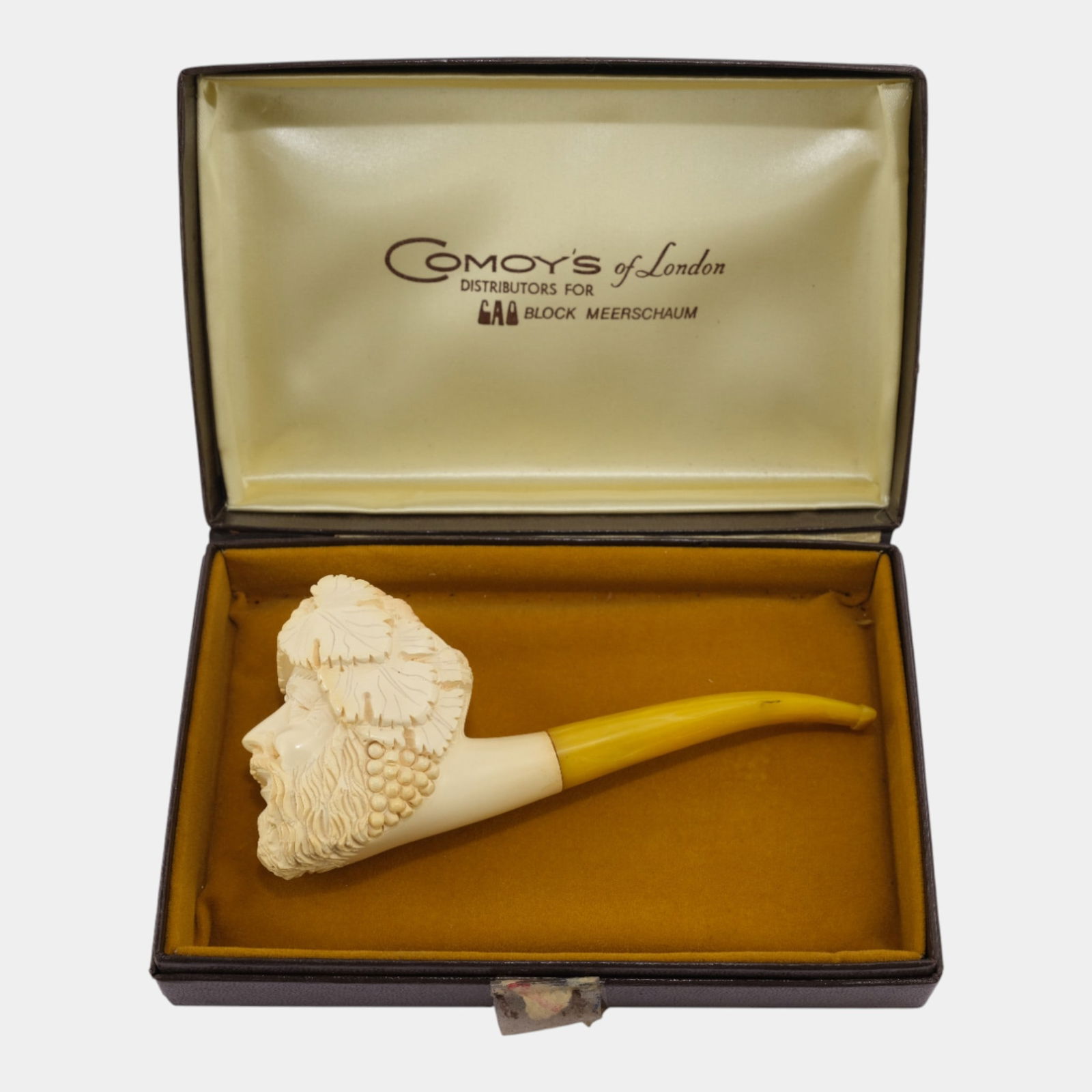 Comoy's Of London White Meerschaum Bacchus God Of Wine Tobacco Smoking Pipe (1 of 4)