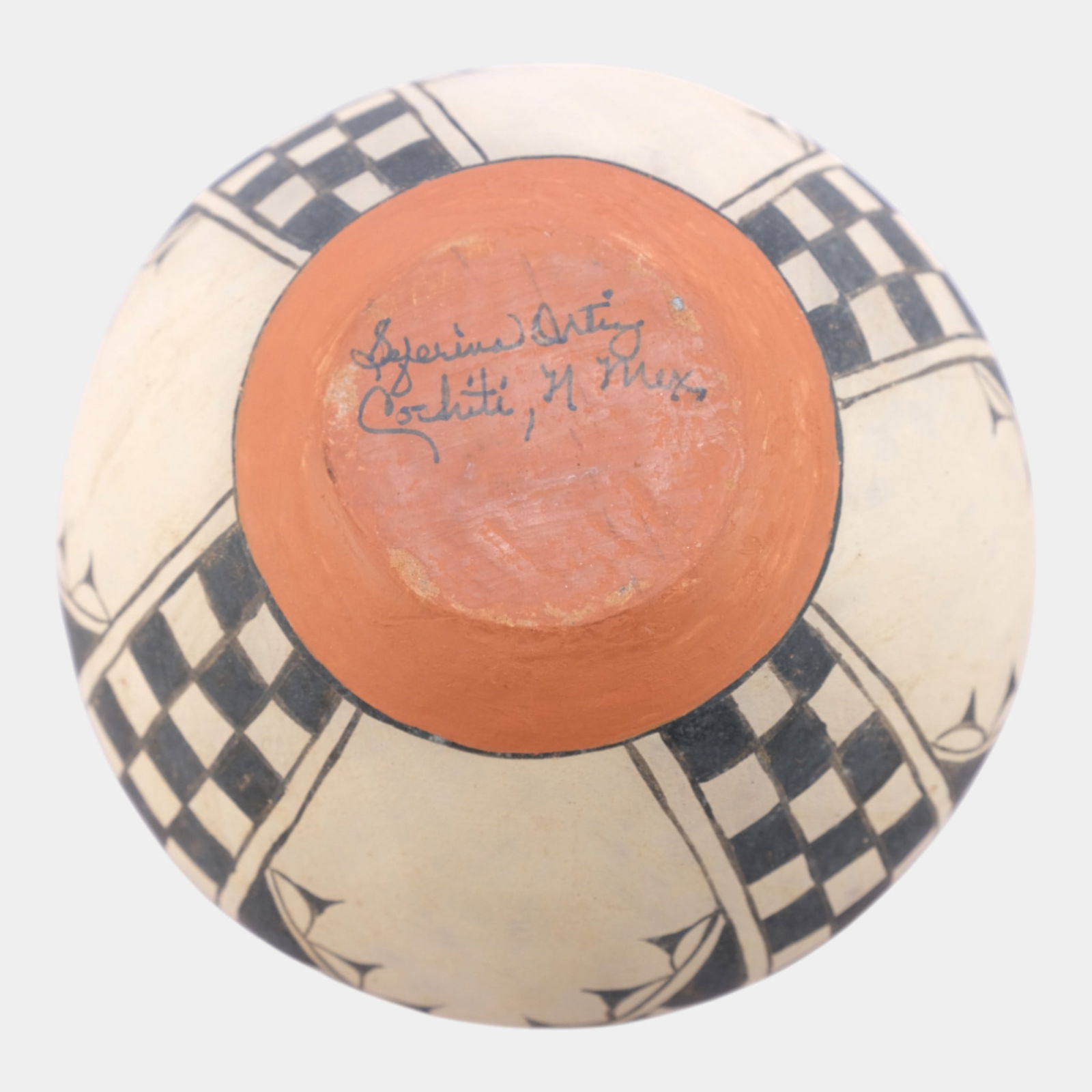 Seferina Ortiz (1931-2007) Cochiti Pueblo Black Geometric Art Pottery Jar Vessel - 4