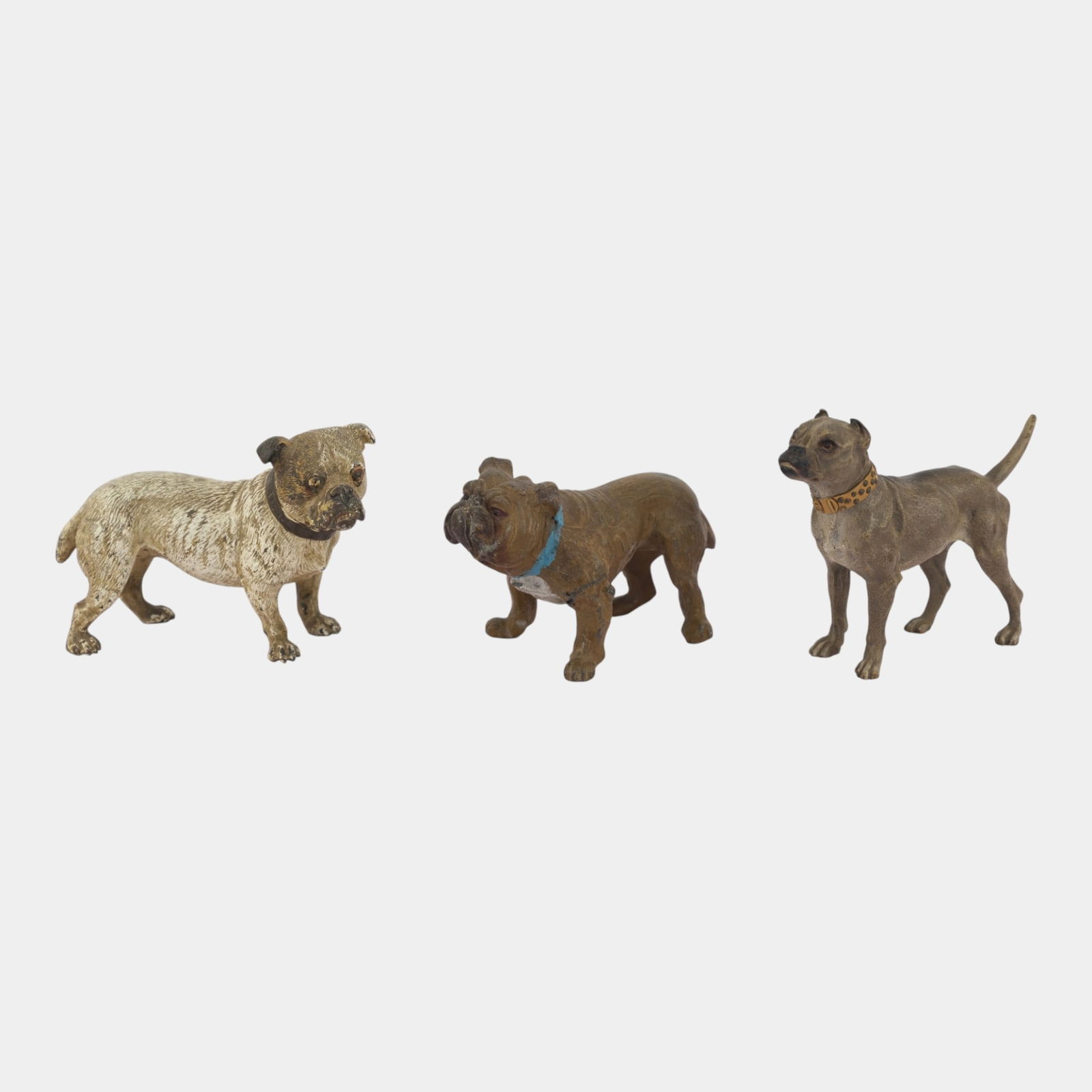 Vienna Austrian Early 1900s Cold Painted Bronze Dog Figures Terroir And Bulldogs (1 of 6)