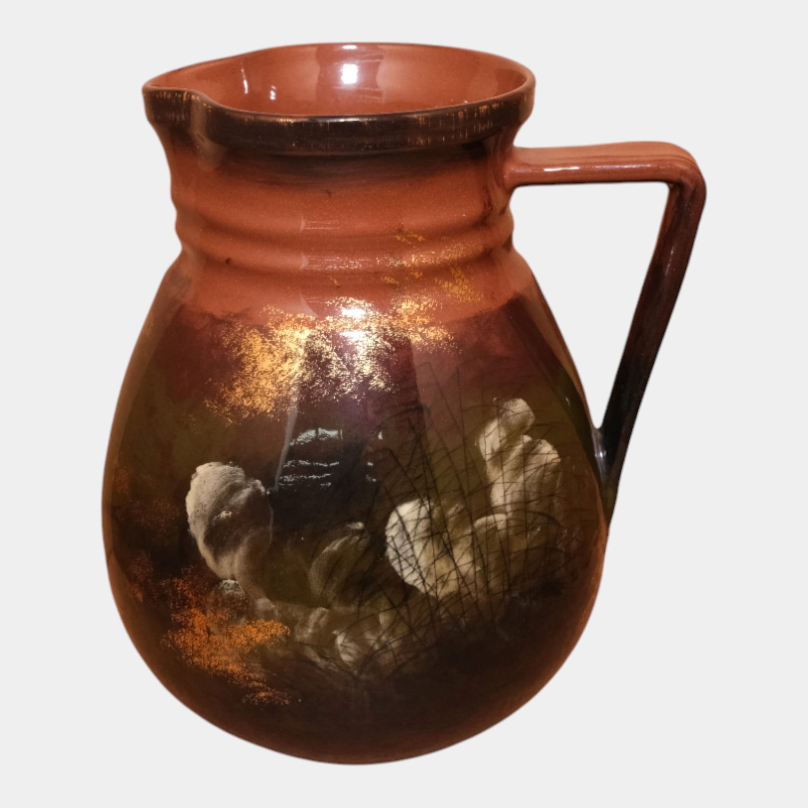 Rookwood Pottery 1882 Red Clay Bamboo Bird Landscape Pitcher 64 McDonald (1 of 7)