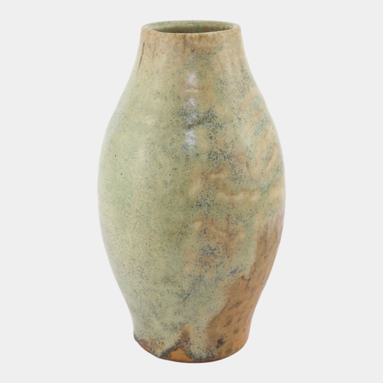 Don Reitz Studio Pottery Hand Made Light Green Over Earthy Brown Baluster Vase (1 of 4)