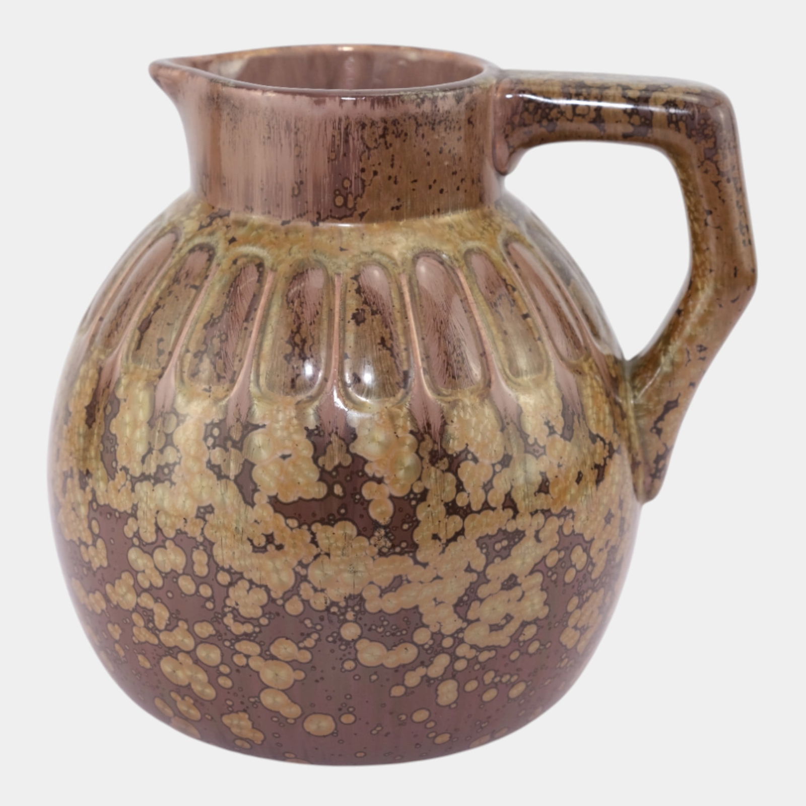 Sarreguemines French Pottery Brown Crystalline Ribbed Shoulder Stoneware Pitcher (1 of 4)