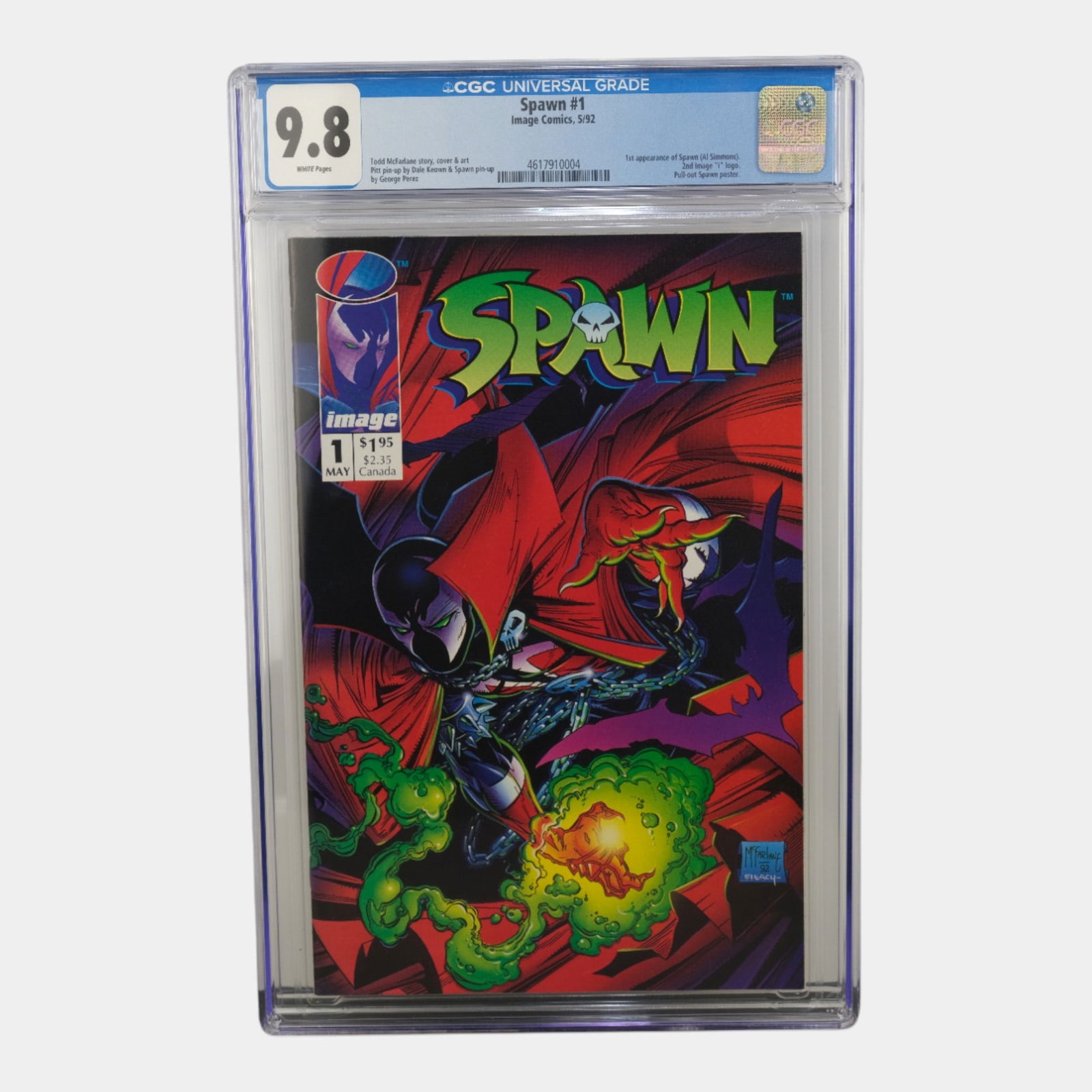 Spawn #1 CGC 9.8 White Pages Key Comic Book Image Comics 5/92 (1 of 2)