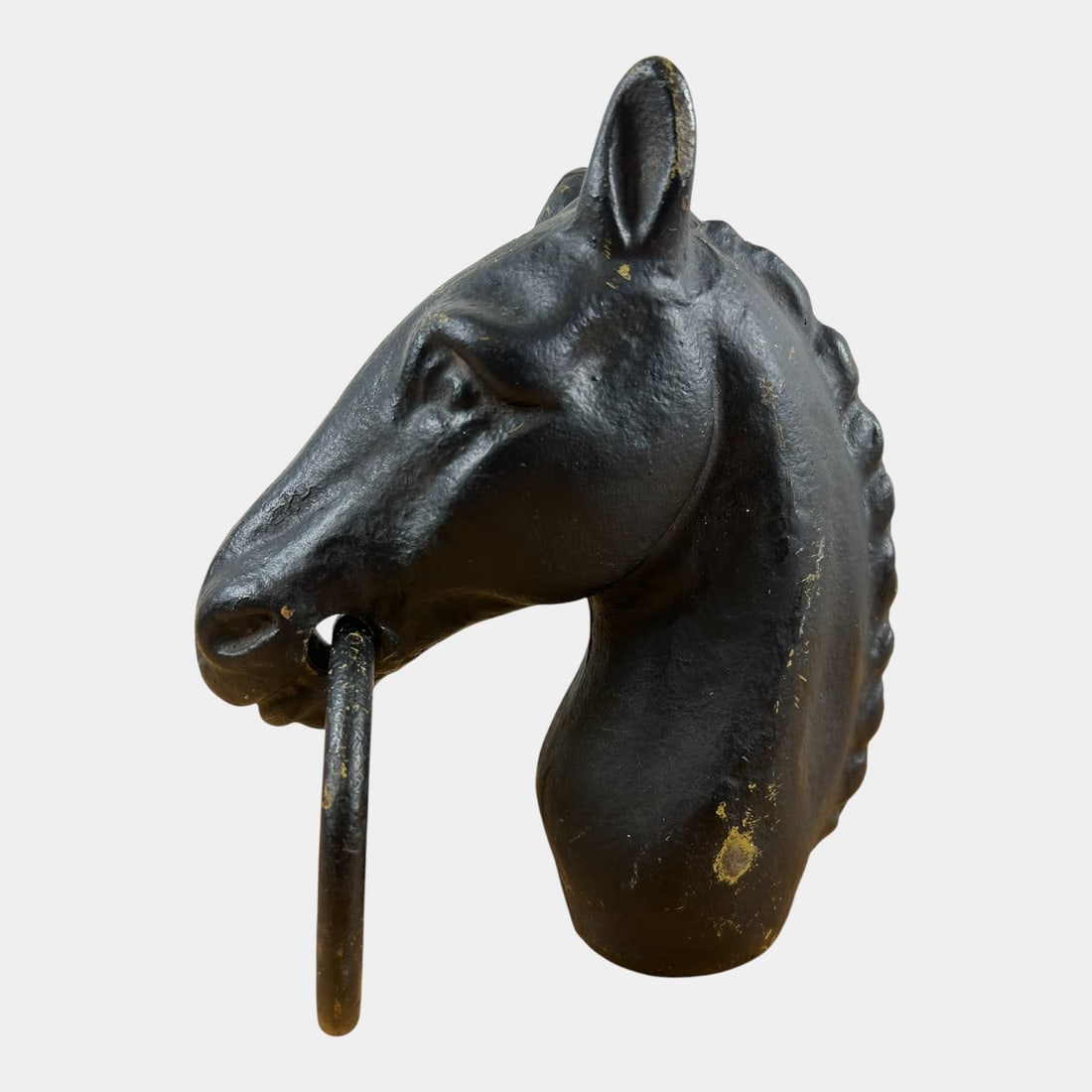 Early 20th Century Cast Iron Large Black Horse Head Hitching Post Finial Topper (1 of 5)