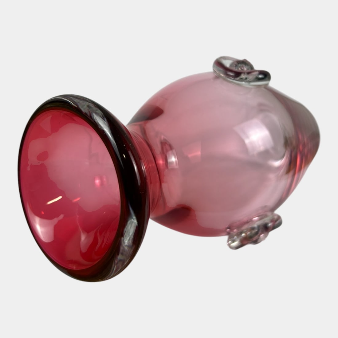 Sergio Pagnin For Chalet 1960s Rubino Cranberry Fade Art Glass Vase Face Prunts - 3