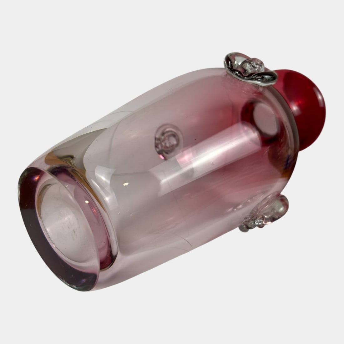 Sergio Pagnin For Chalet 1960s Rubino Cranberry Fade Art Glass Vase Face Prunts - 4