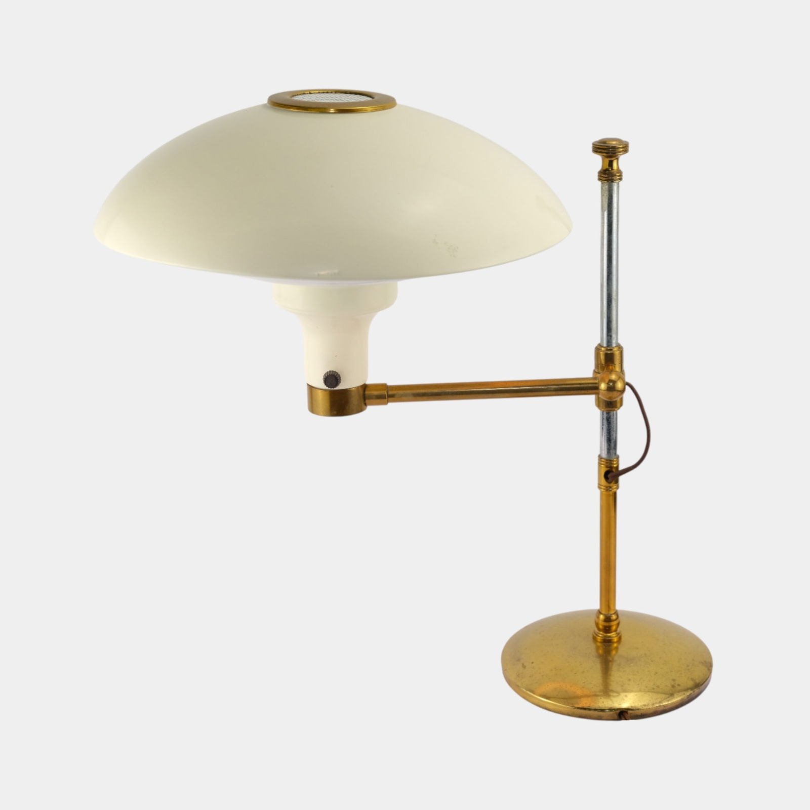 Gerald Thurston For Lightolier Mid Century High Style Brass Ivory Desk Lamp (1 of 7)