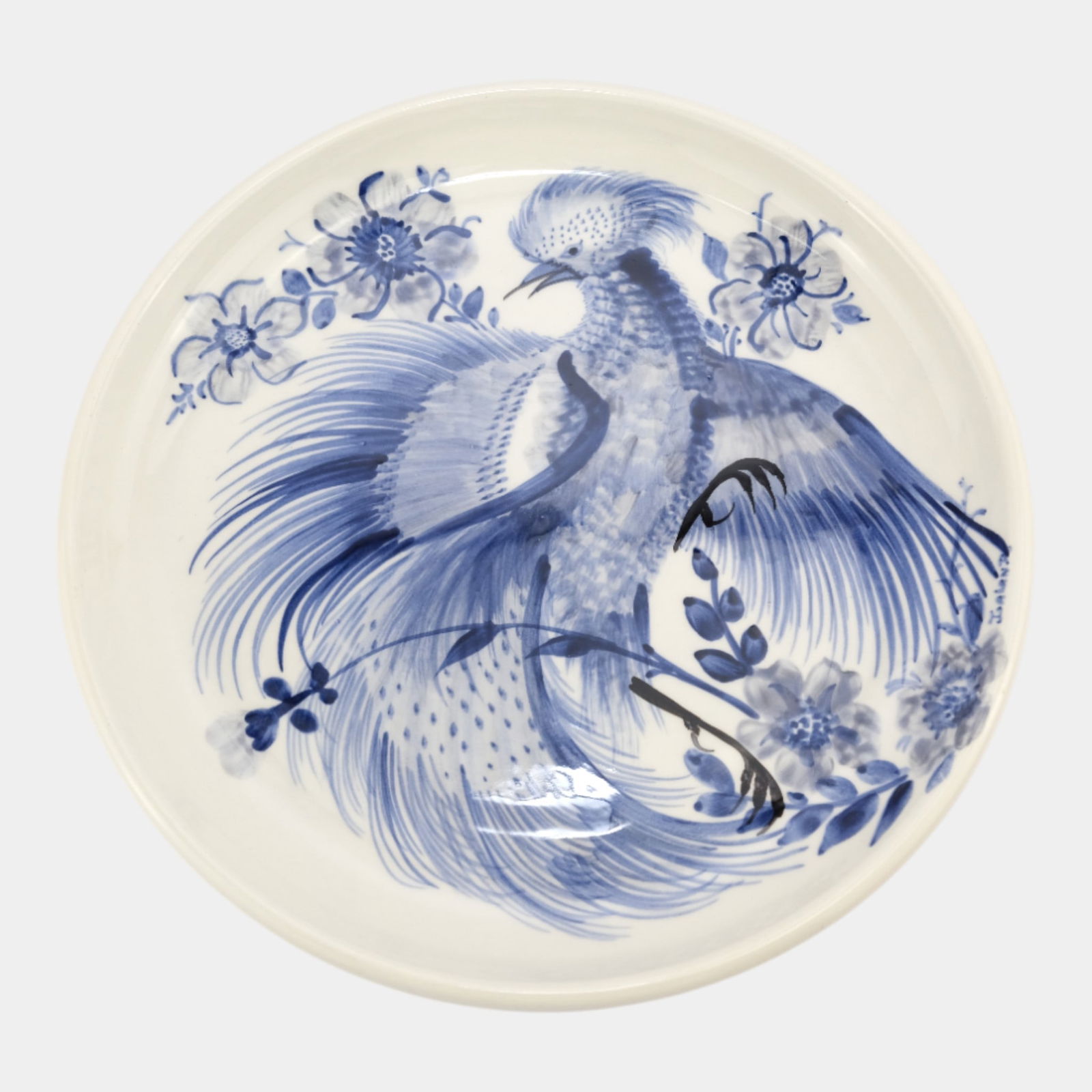 Bauer California Pottery Hand Painted Plate Bird Flower Motif By Jesus Galan R. (1 of 5)