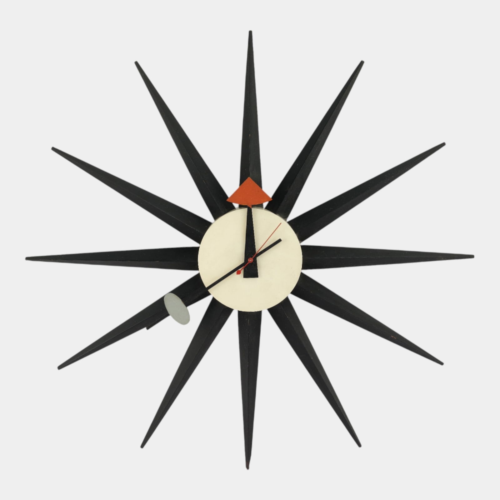 Herman Miller H-M George Nelson 1950s Spike Wall Clock Complete With Second Hand: Herman Miller H-M George Nelson 1950s Spike Wall Clock Complete With Second Hand Herman Miller H-M George Nelson Spike wall clock complete w/second hand. Far scarcer CHRONOPAK version which shows no w