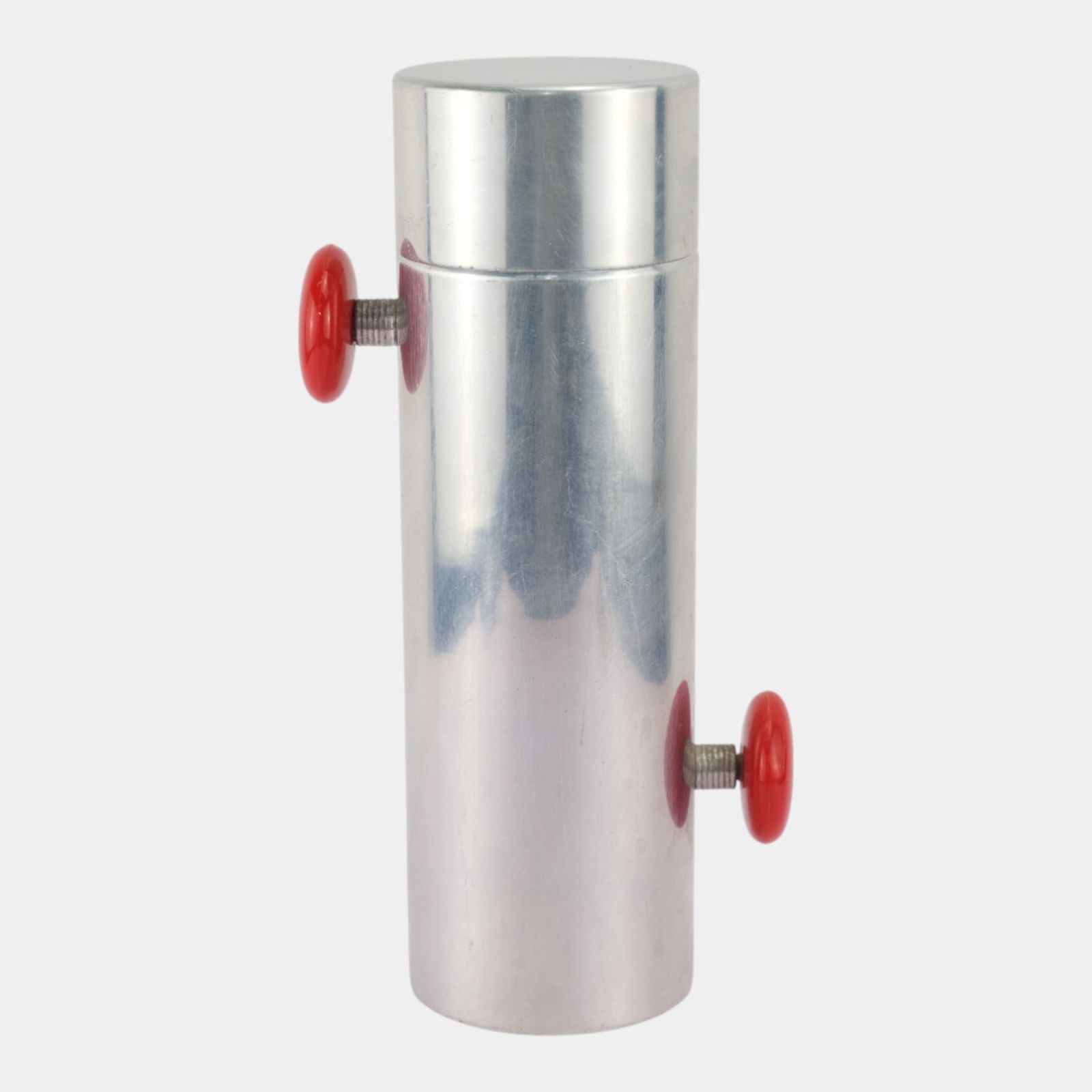 Kromex 1940s Modernist Aluminum Kongo With Red Bakelite Knobs Cocktail Shaker (1 of 8)