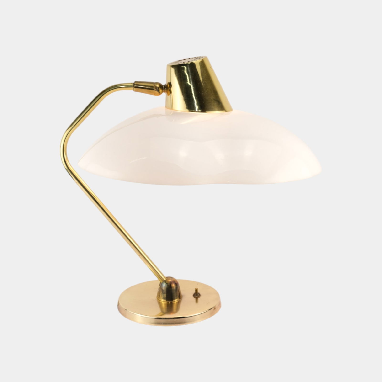 Prescolite Mid Century Polished Brass Engineered Desk Light Manta-Ray White Shade (1 of 8)