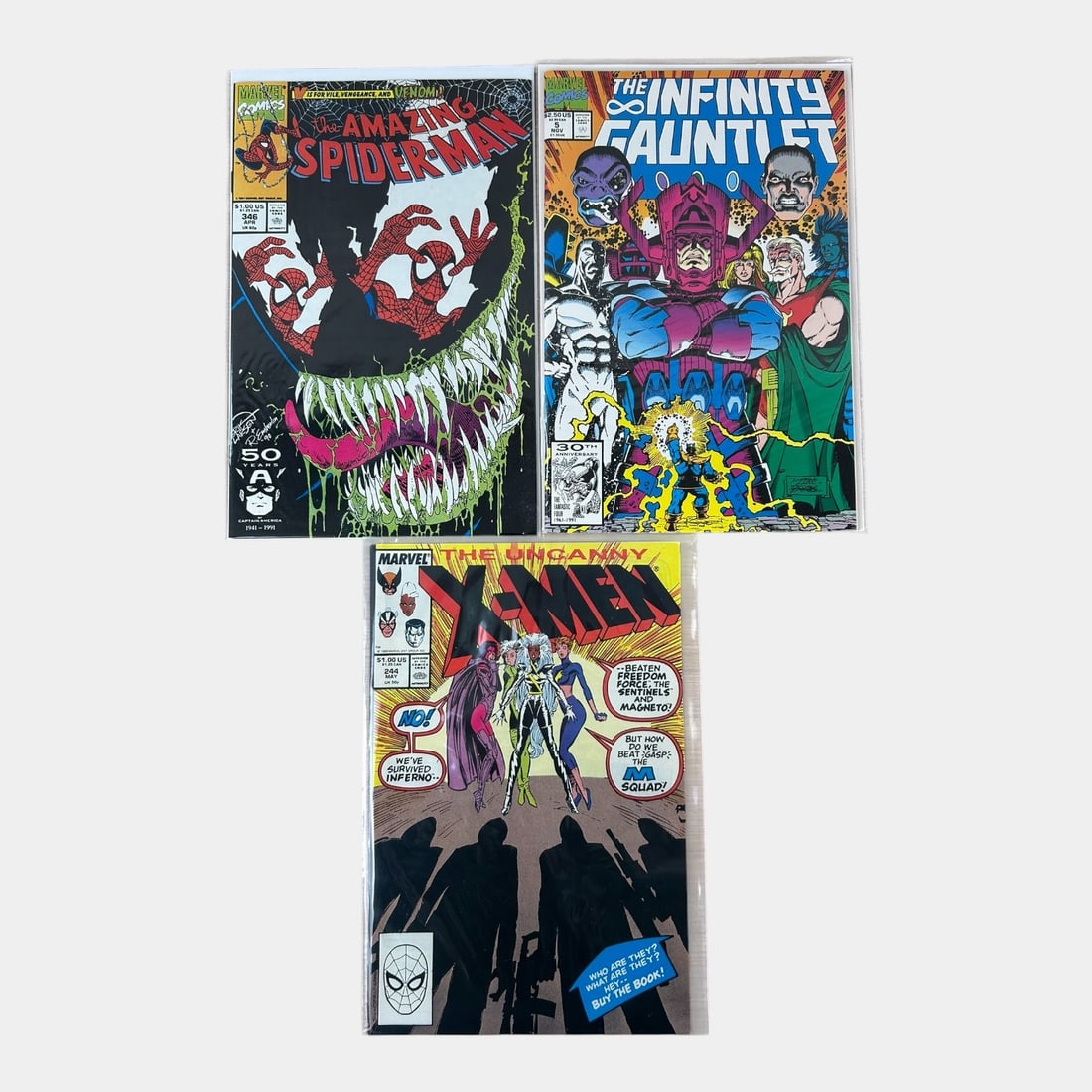 Amazing Spider-Man, Uncanny X-Men, Infinity Gauntlet High Grade Key Comic Books: Amazing Spider-Man, Uncanny X-Men, Infinity Gauntlet High Grade Key Comic Books Amazing Spider-Man #346 - Eric Larsen Cover The Uncanny X-Men #244 - 1st appearance of Jubilee Infinity Gauntlet #5 Cond
