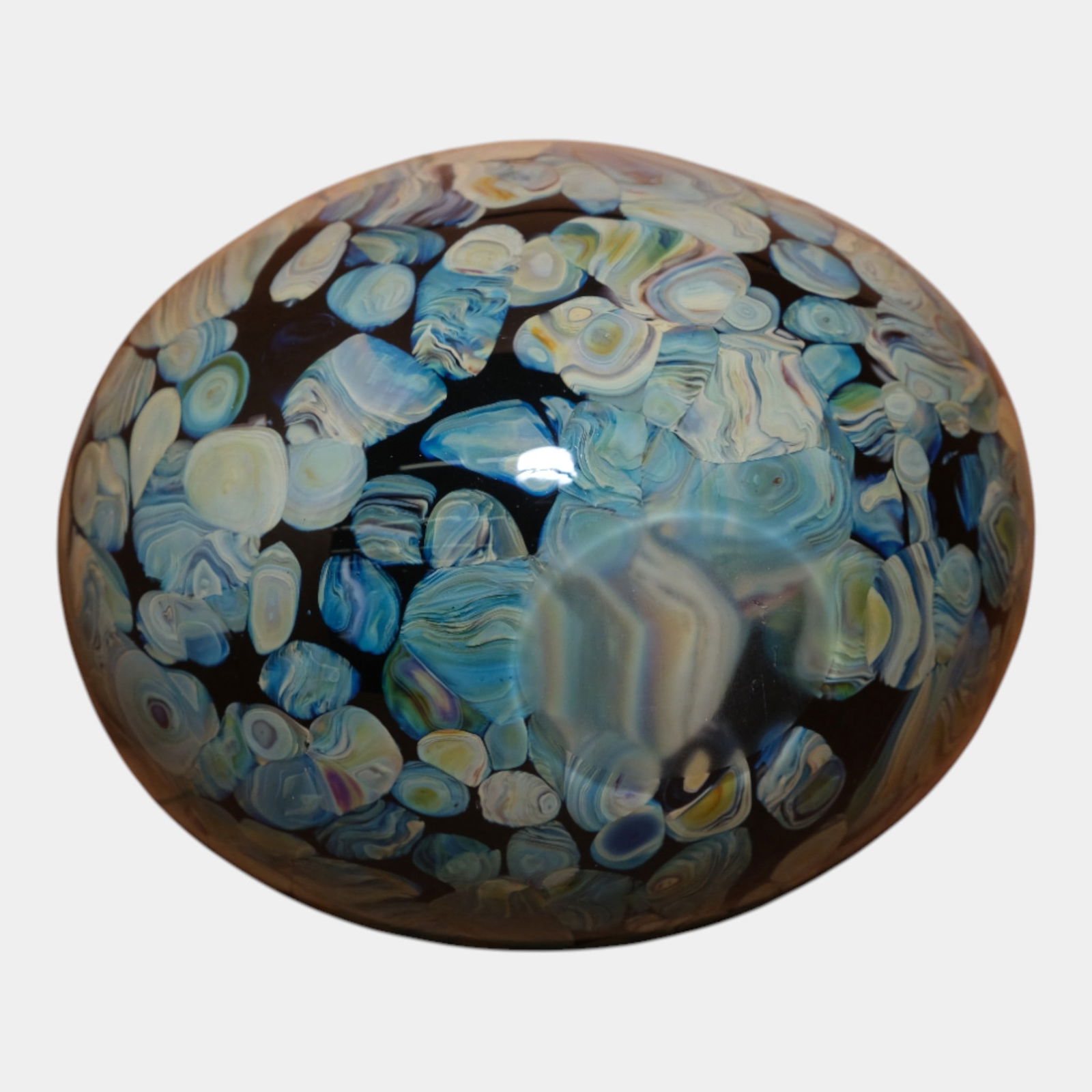 Robert Eickholt Studio Art Glass Blue Green Agate Decorated Ovoid Shaped Vase - 6