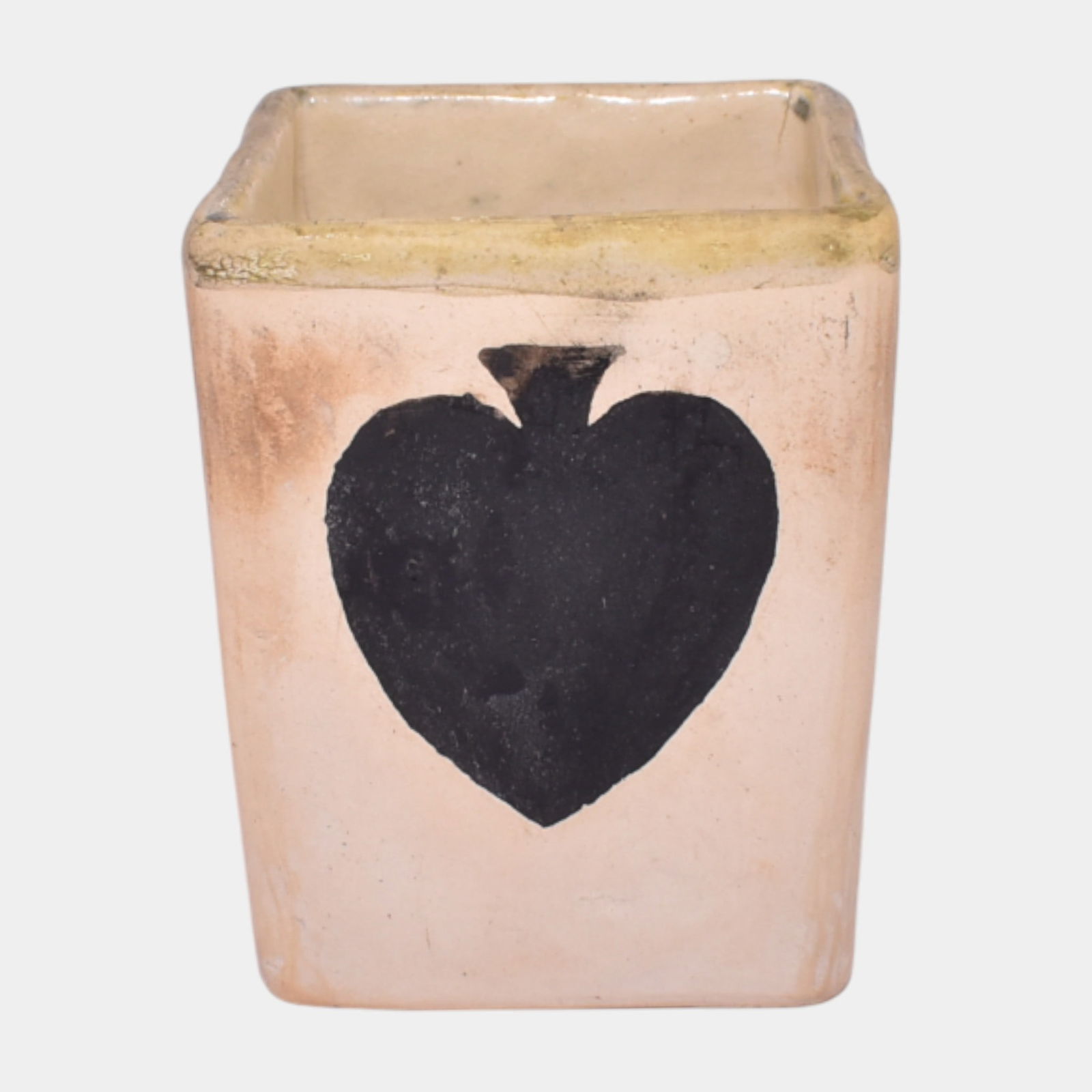 Charles Stehm Eureka Springs Ozark Pottery Ivory Card Suits Ceramic Vase: Charles Stehm Eureka Springs Ozark Pottery Ivory Card Suits Ceramic Vase Exceedingly rare and one of kind Charles Stehm Ozark Pottery square vase painted on each side with a card suit. Excellent condi