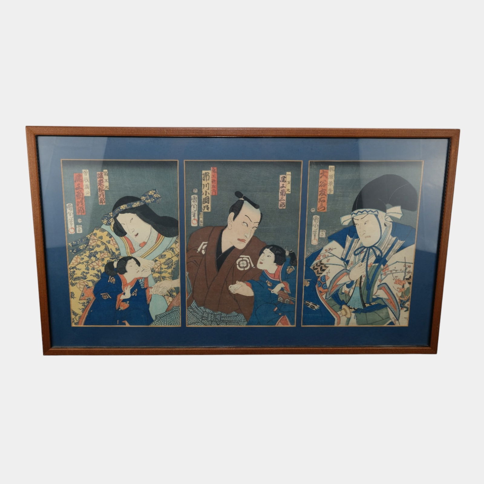 Kunichika (Japanese, 1835-1900) "Fuji To Mimasu Suehiro Soga" Framed Wood Block Prints (1 of 6)