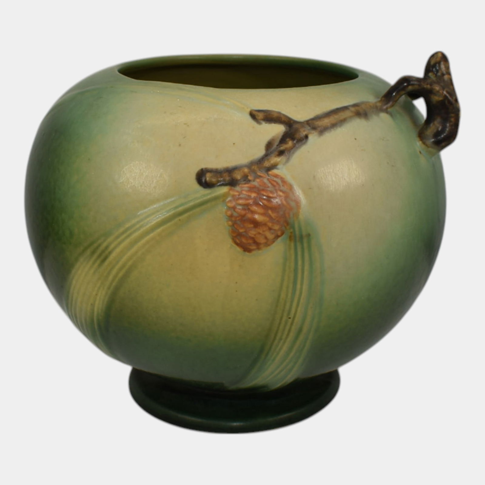 Roseville Pine Cone Green Bowl Vase 261-6 (1 of 7)
