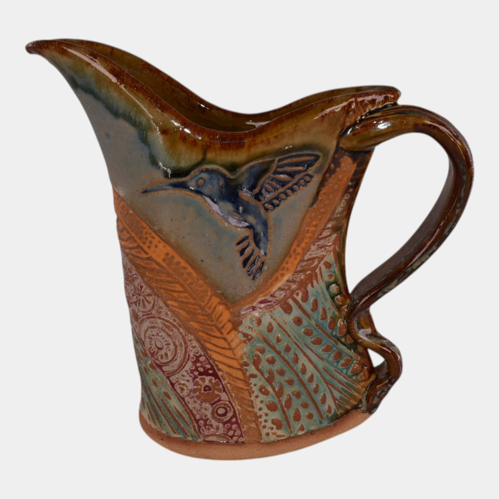 Hummingbird Sculpted Studio Art Pottery Pitcher (1 of 7)