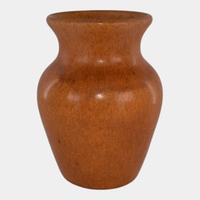 American Art Pottery Orange Mottled Glaze Flared Vase