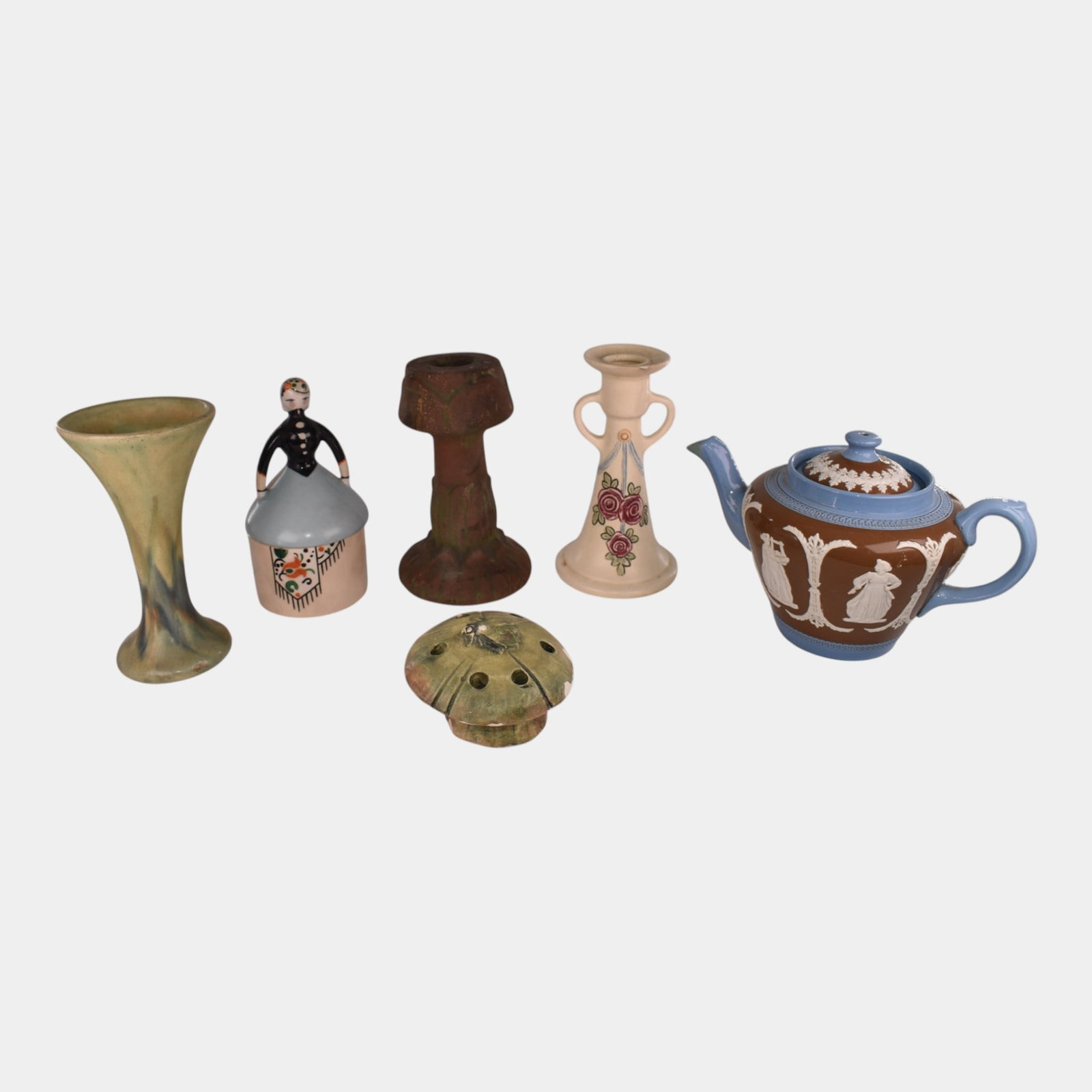 Fulper Weller Peters and Reed Pottery Teapot Vase Candlesticks Flower Frog (1 of 9)