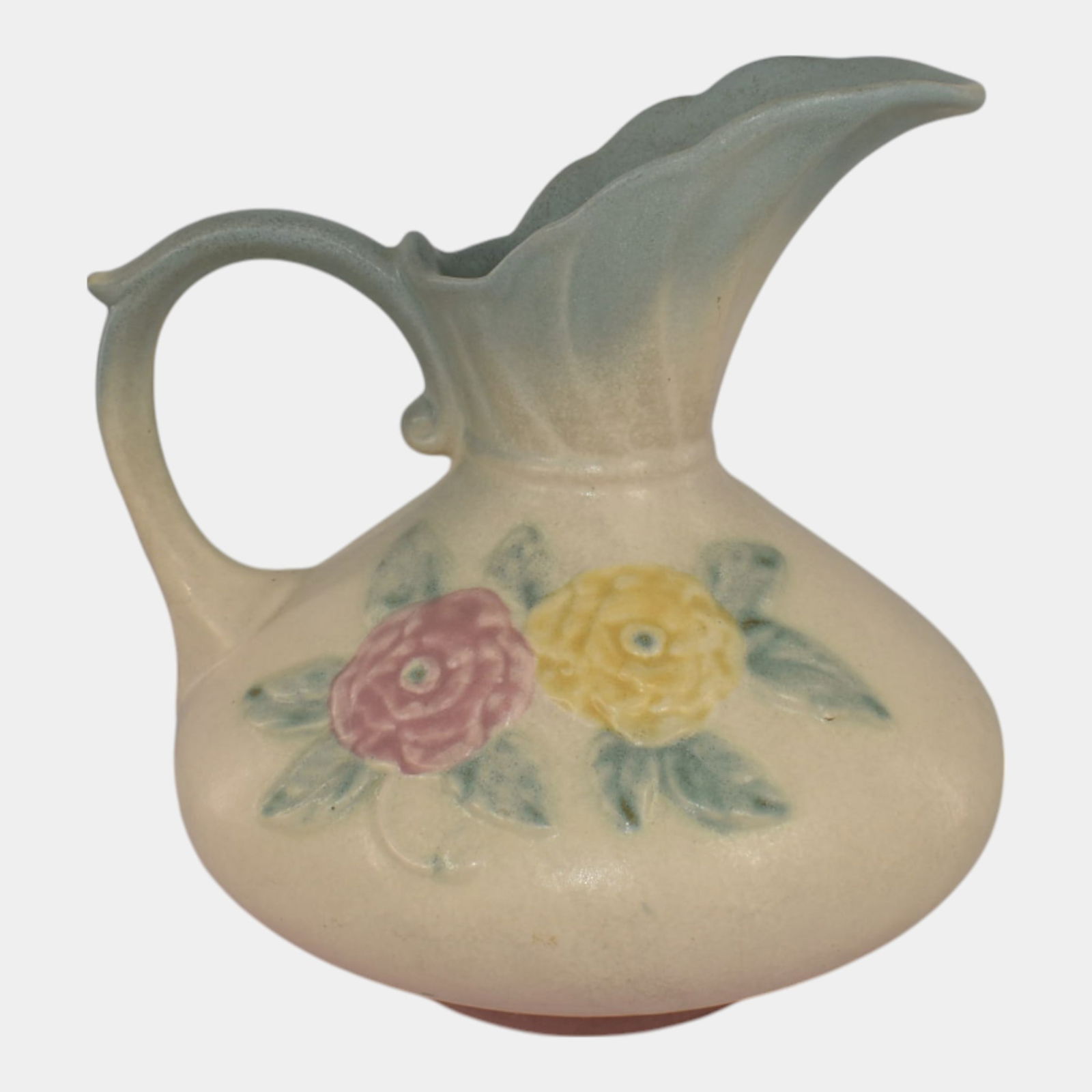 Hull Pottery Open Rose Pink Blue Pitcher 105-7 (1 of 6)