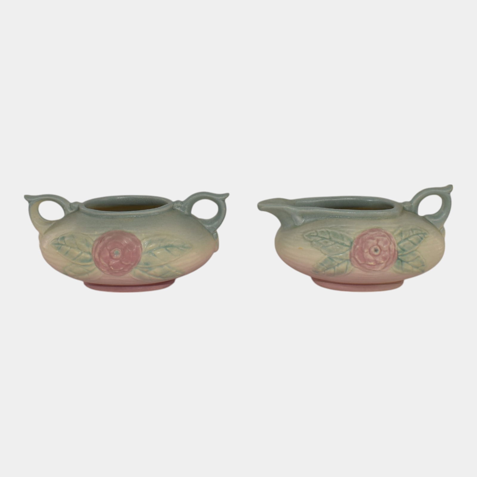 Hull Pottery Open Rose Pink Blue Sugar Creamer 111 (1 of 6)