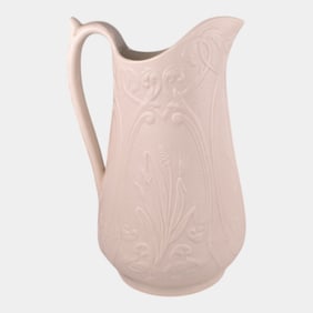 Antique 1860 White Parian Ware Wheat Pitcher