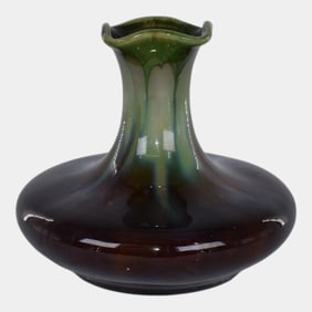 Belgium Faiencerie Thulin 1920s Art Pottery Brown Green Vase