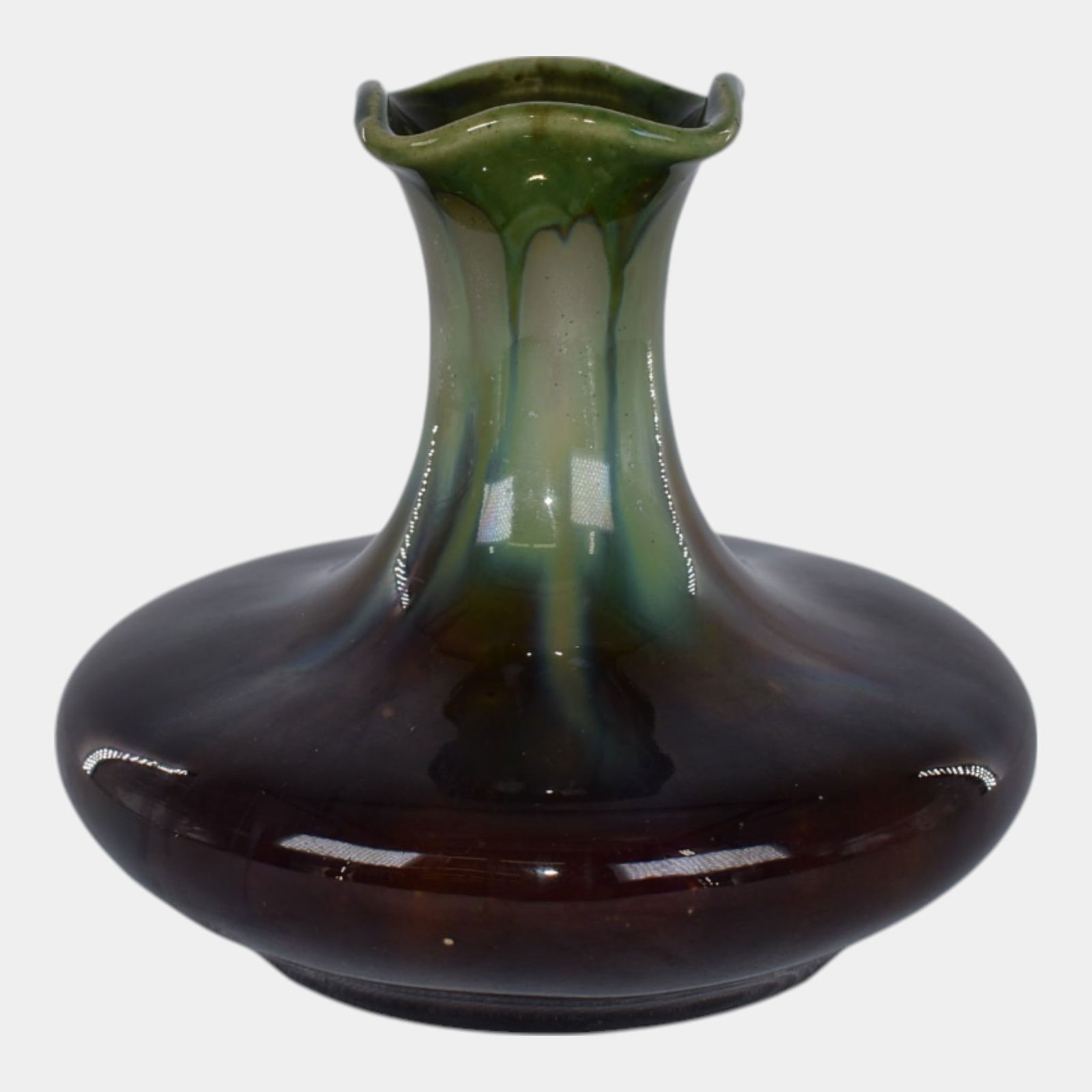 Belgium Faiencerie Thulin 1920s Art Pottery Brown Green Vase (1 of 6)