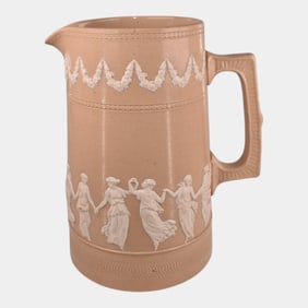 Copeland Spode Vintage 1895 Tan White Jasperware Pitcher