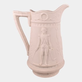 English 1856 White Parian Ware George Washington Pitcher