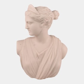 European 19th Century White Parian Ware Artemis Bust