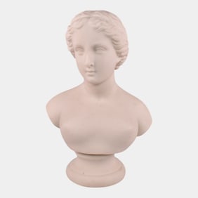 European 19th Century White Parian Ware Female Nude Bust