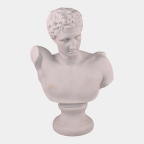 European 19th Century White Parian Ware Male Bust