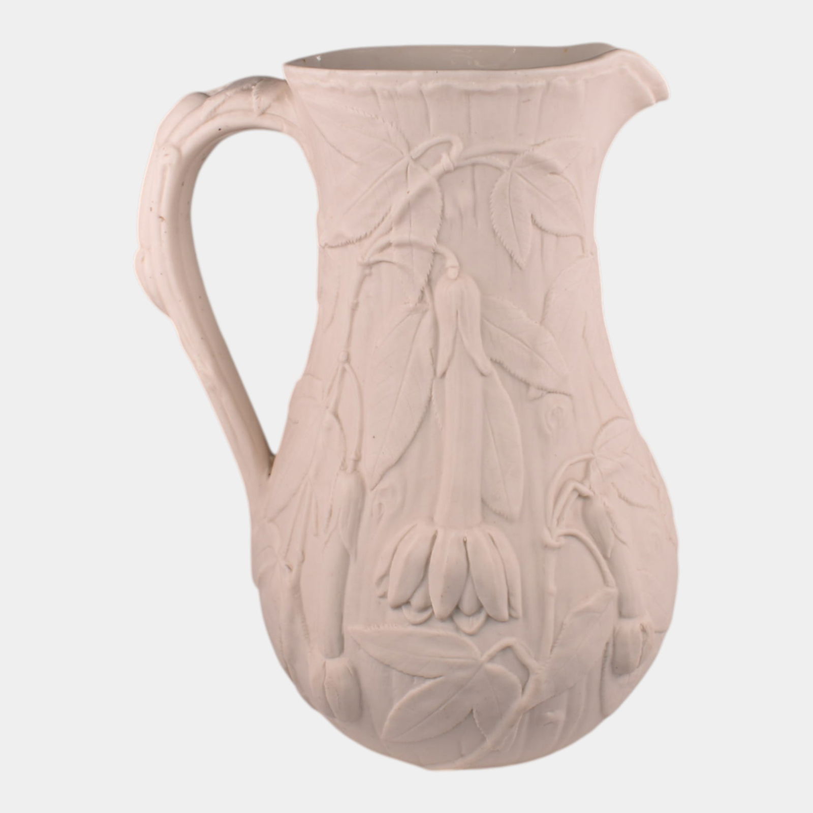 European Antique White Botanical Parian Ware Pitcher (1 of 6)