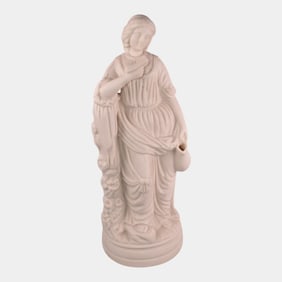 European Antique White Parian Ware Lady Reading Statue