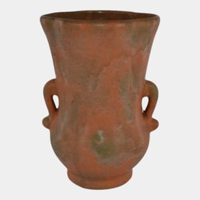 Houghton Ohio Vintage Art Pottery Mottled Orange Vase