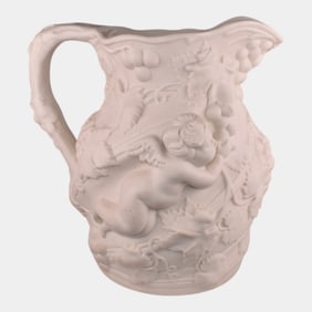 Minton White Parian Ware Cherub Grape Vine Pitcher